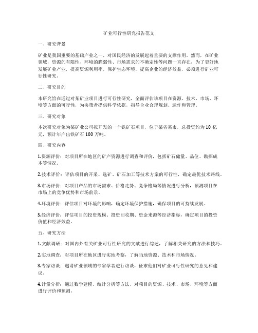 矿业可行性研究报告范文