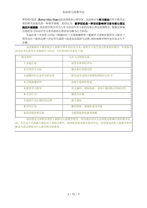 加涅的九段教学法