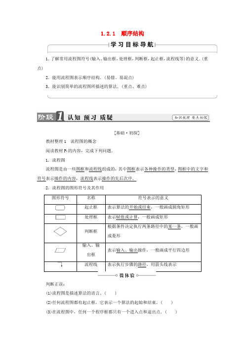 高中数学 第一章 算法初步 1.2.1 顺序结构学案 苏教版必修3-苏教版高一必修3数学学案