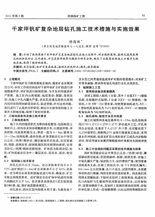 千家坪钒矿复杂地层钻孔施工技术措施与实施效果