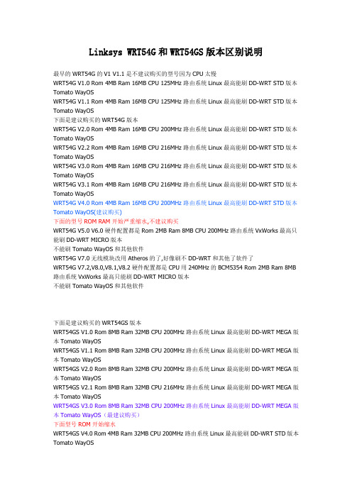 Linksys WRT54G和WRT54GS版本区别说明