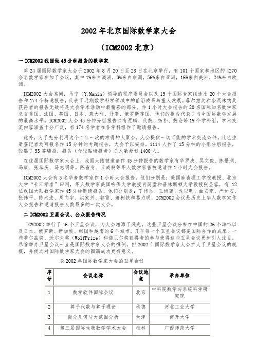 2002年北京国际数学家大会(ICM 2002 北京)