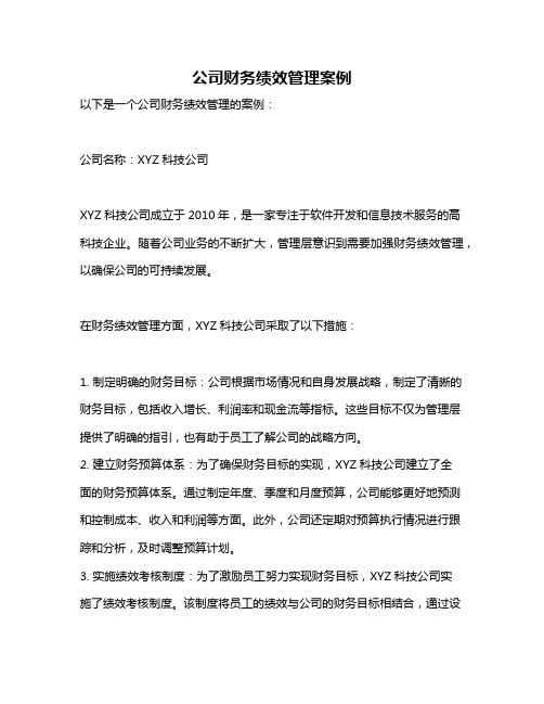 公司财务绩效管理案例