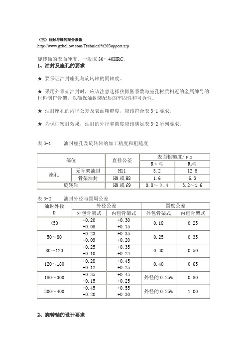 油封与轴的配合参数