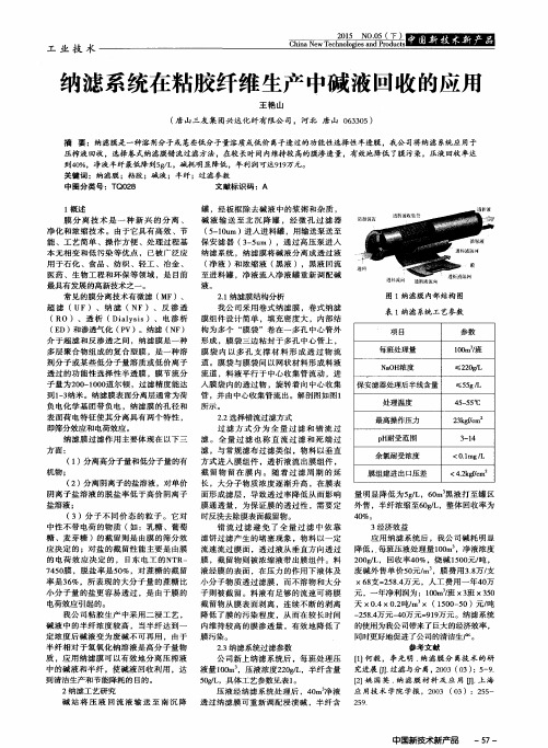 纳滤系统在粘胶纤维生产中碱液回收的应用