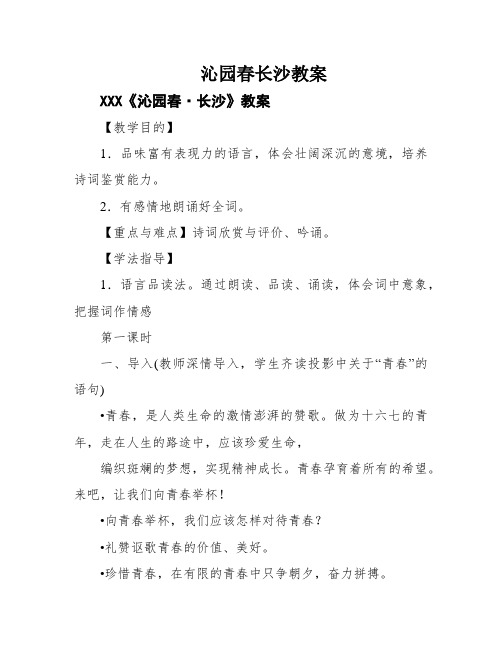 沁园春长沙教案