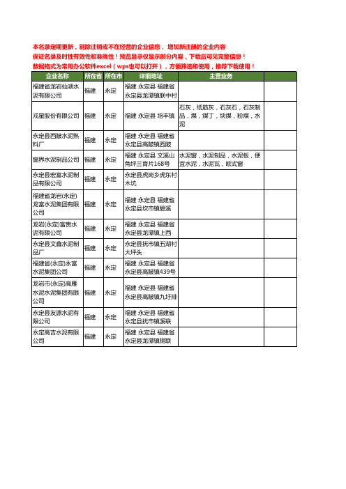 新版福建省永定水泥工商企业公司商家名录名单联系方式大全12家