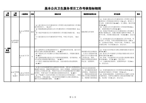 基本公共卫生服务项目工作考核指标细则