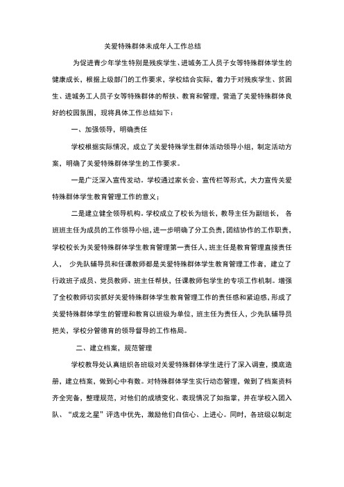 关爱特殊群体未成年人工作总结