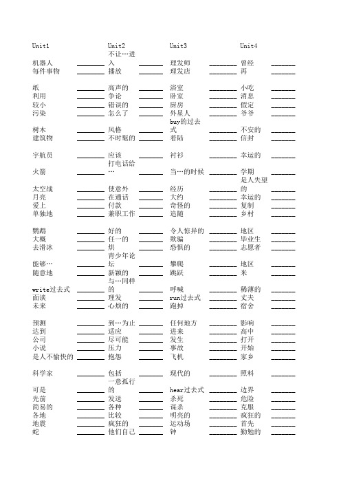 八年级上册英语unit1-8_鲁教版单词整理