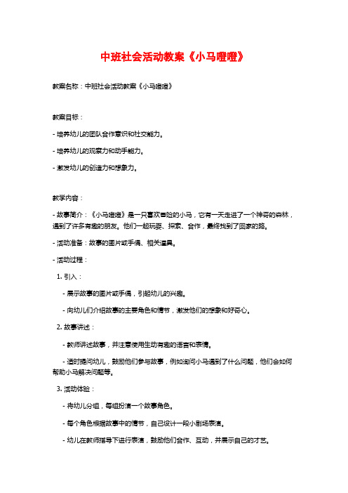 中班社会活动教案《小马噔噔》 (2)