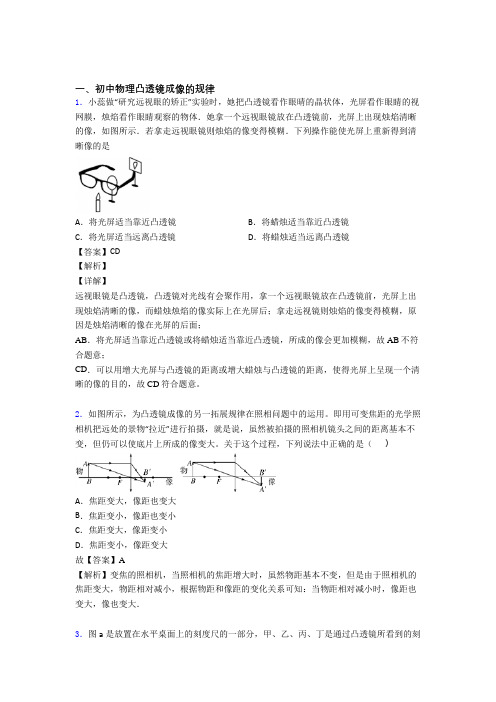 2020-2021物理一模试题分类汇编——凸透镜综合含答案解析