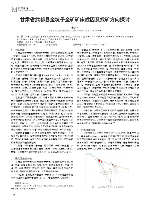 甘肃省武都县金坑子金矿矿床成因及找矿方向探讨