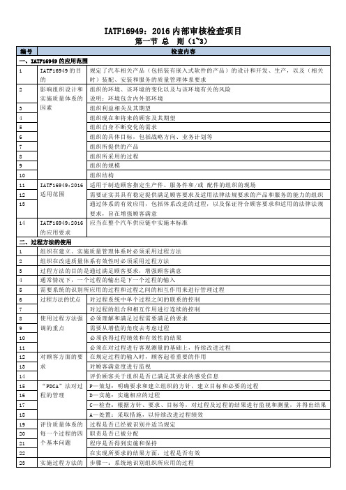 《IATF-16949：2016-内审检查项目》