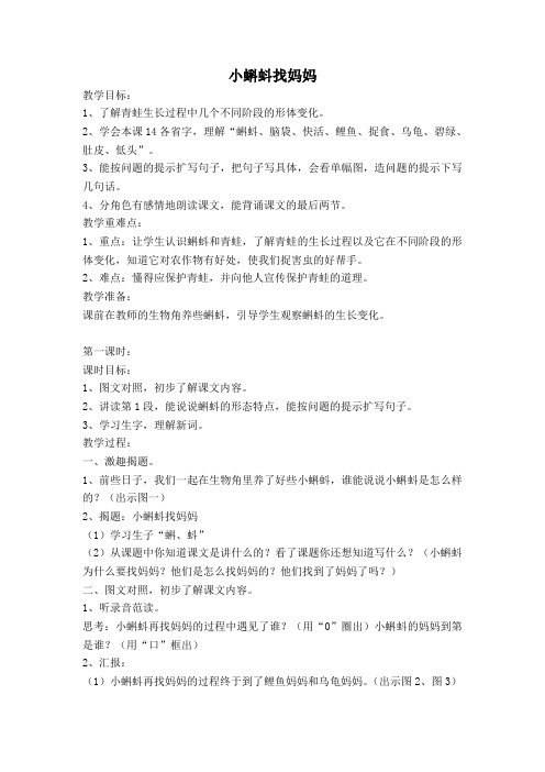 浙教版二年级语文下册《小蝌蚪找妈妈》教案.doc