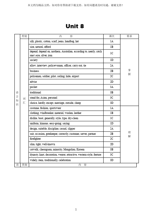 仁爱版英语八年级下册unit8全套教案