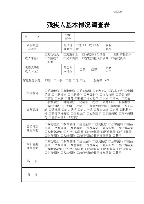 残疾人基本情况调查表