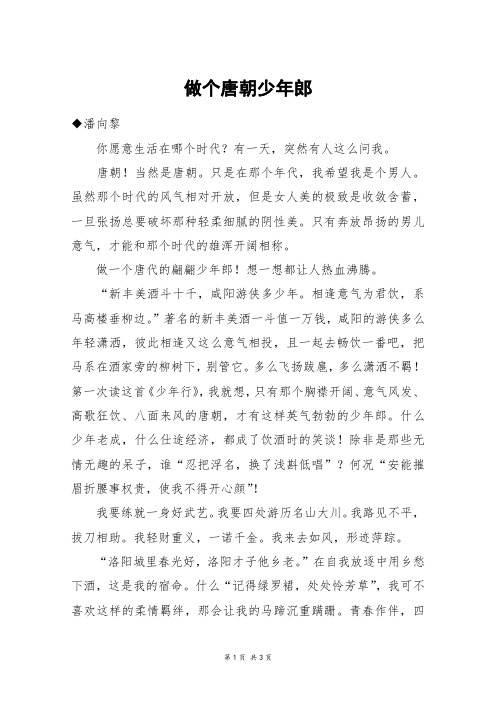 做个唐朝少年郎_高二作文