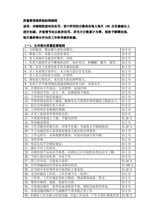 财务部质检标准细则