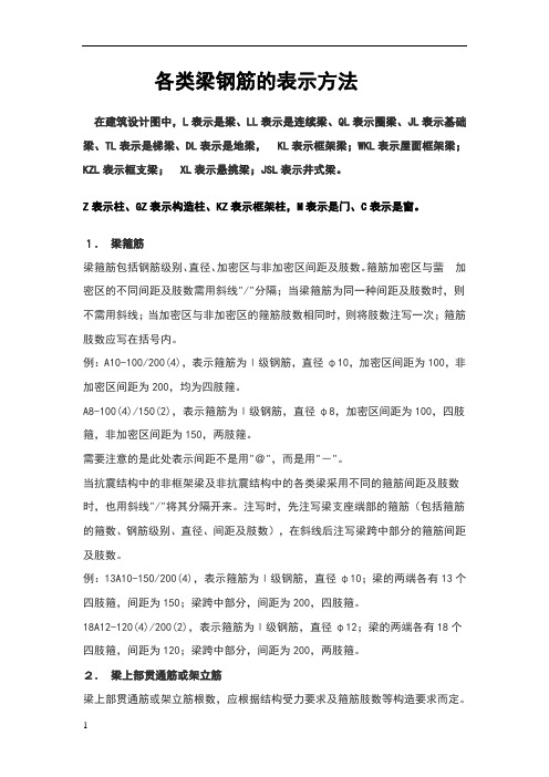 各类梁钢筋的表示方法