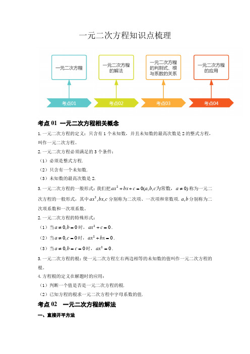 中考数学专题训练第7讲一元二次方程(知识点梳理)