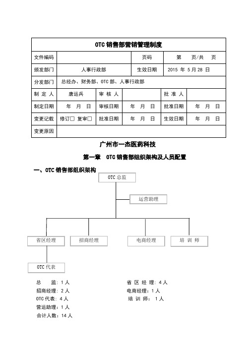 OTC销售部营销管理制度定