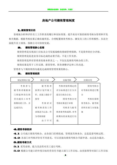 房地产公司绩效考核制度附考核表