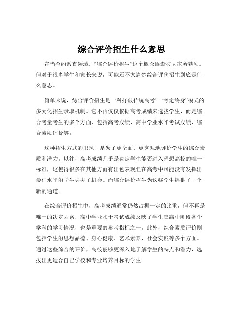 综合评价招生什么意思