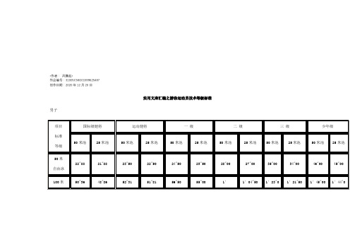 实用文库汇编之最新国家游泳运动员技术等级标准