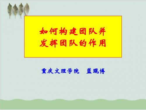 团队构建与干部心理素质概述 PPT课件( 64页)