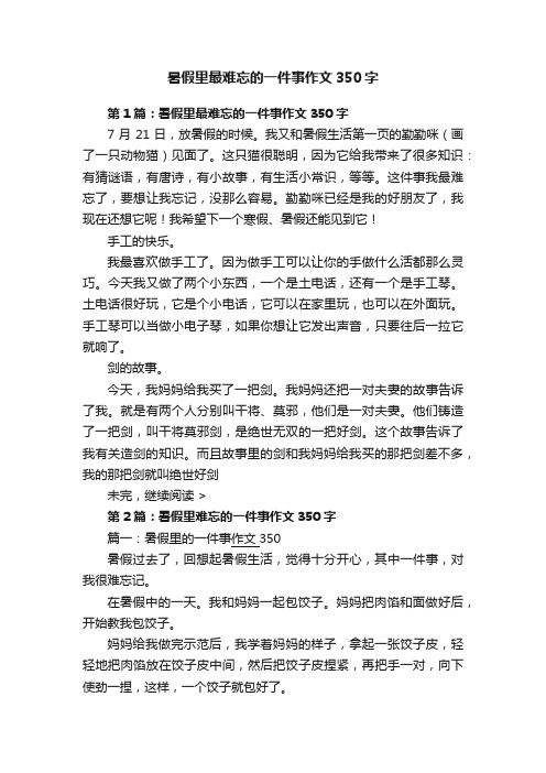 暑假里最难忘的一件事作文350字