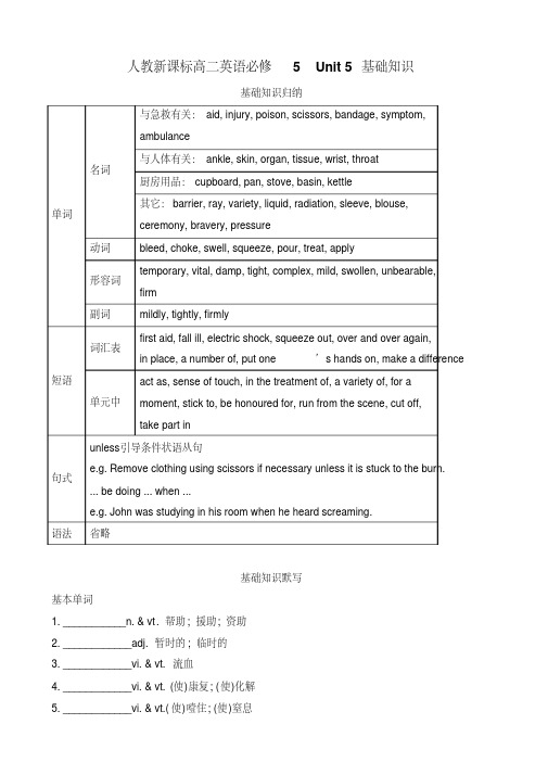 人教新课标高二英语必修5Unit5基础知识含答案