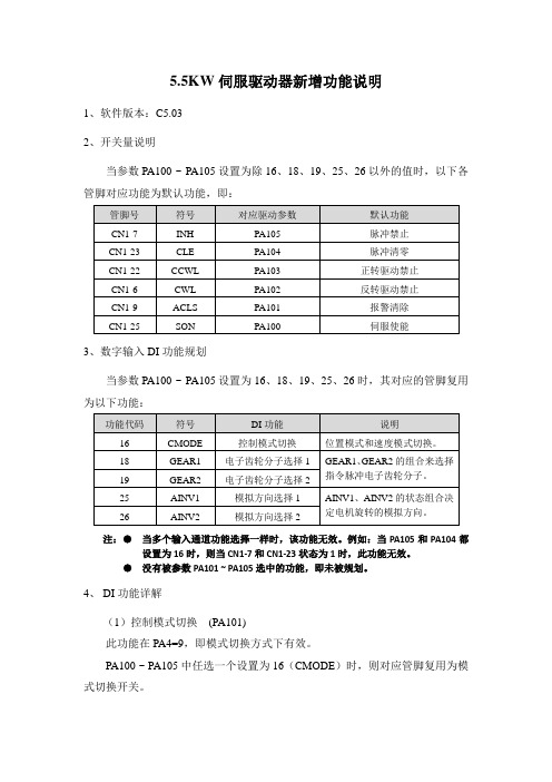 艾威图5.5KW特殊功能说明