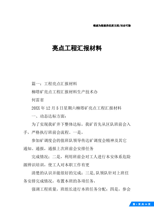 亮点工程汇报材料