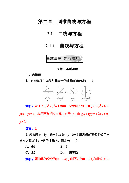 2018-2019学年人教A版选修2-1        2.1.1曲线与方程     课时作业