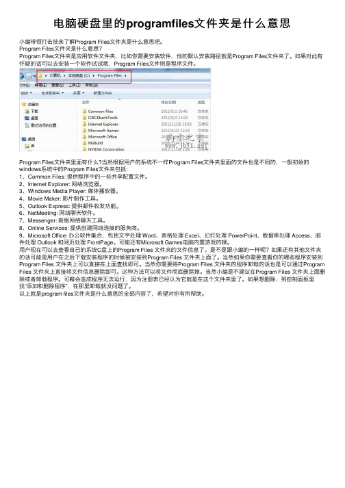 电脑硬盘里的programfiles文件夹是什么意思