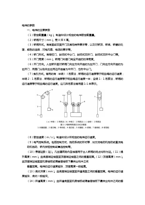 电梯的参数