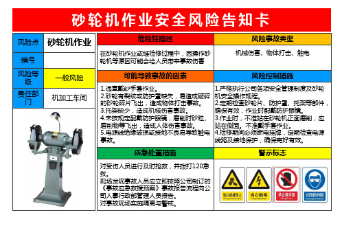 砂轮机作业安全风险告知卡