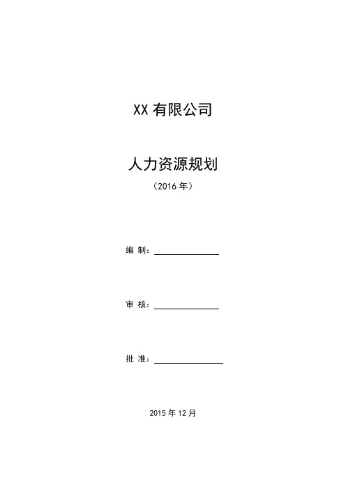 2016年人力资源规划