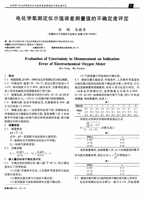 电化学氧测定仪示值误差测量值的不确定度评定