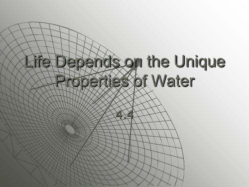 Life Depends on the Unique Properties of Water生命取决于水的独特性能共37页