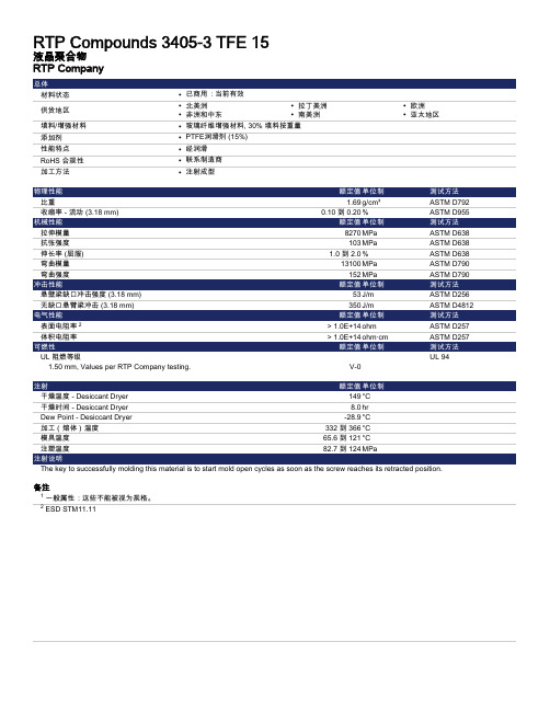 RTP LCP 3405-3 TFE 15 物性参数