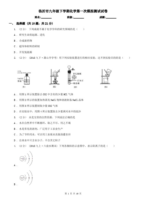 临沂市九年级下学期化学第一次模拟测试试卷