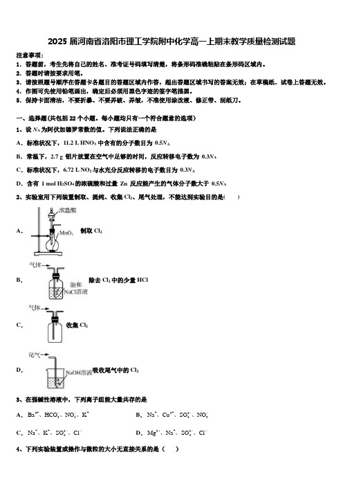 2025届河南省洛阳市理工学院附中化学高一上期末教学质量检测试题含解析