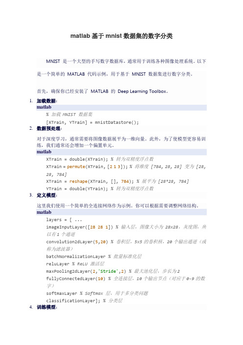 matlab基于mnist数据集的数字分类