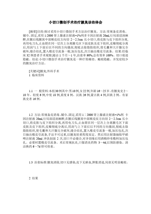 小切口微创手术治疗腋臭诊治体会