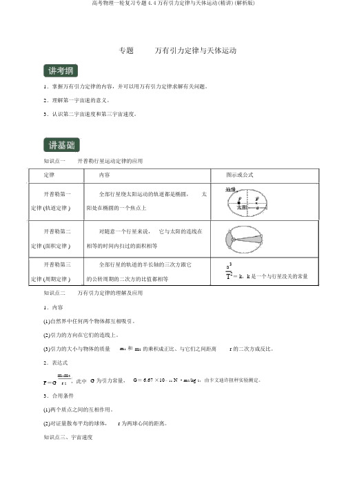 高考物理一轮复习专题4.4万有引力定律与天体运动(精讲)(解析版)