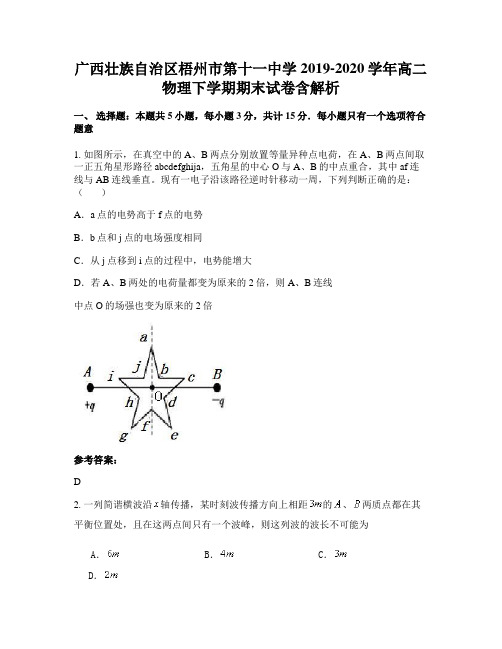 广西壮族自治区梧州市第十一中学2019-2020学年高二物理下学期期末试卷含解析