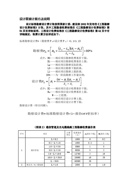 通信工程设计取费计算方法说明