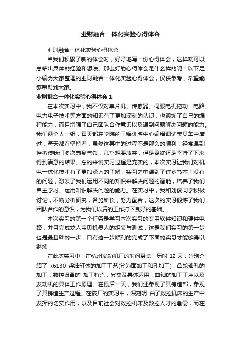 业财融合一体化实验心得体会